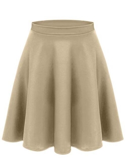 Women's Midi Skater Skirt Flared Stretch Skirt for Women Reg & Plus Size.Casual A line,Basic Everyday Wear,Formal Office