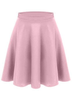 Women's Midi Skater Skirt Flared Stretch Skirt for Women Reg & Plus Size.Casual A line,Basic Everyday Wear,Formal Office