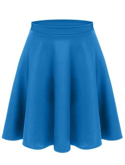 Women's Midi Skater Skirt Flared Stretch Skirt for Women Reg & Plus Size.Casual A line,Basic Everyday Wear,Formal Office