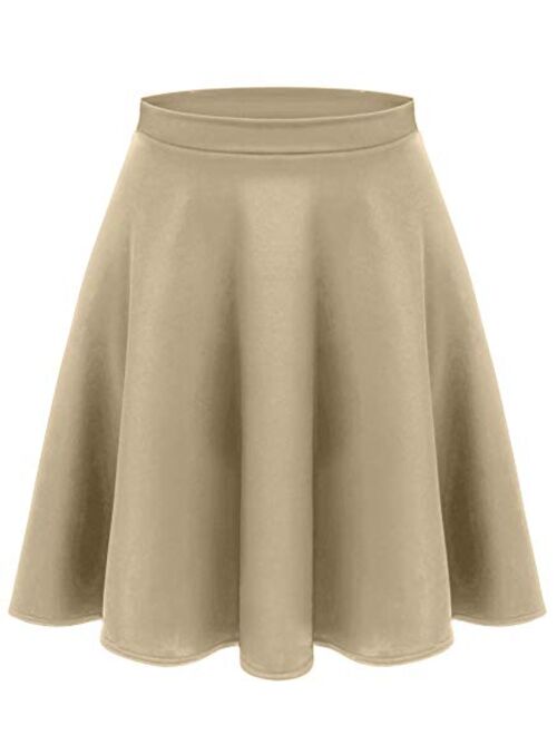 Women's Midi Skater Skirt Flared Stretch Skirt for Women Reg & Plus Size.Casual A line,Basic Everyday Wear,Formal Office