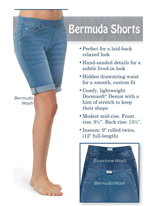 PajamaJeans Bermuda Shorts for Women - Stretch Denim Shorts for Women