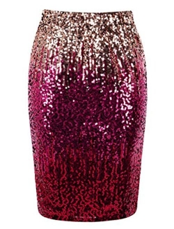 Women's Sequin Skirt High Waist Sparkle Pencil Skirt Party Cocktail