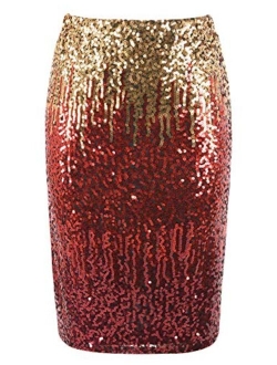 Women's Sequin Skirt High Waist Sparkle Pencil Skirt Party Cocktail