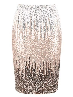 Women's Sequin Skirt High Waist Sparkle Pencil Skirt Party Cocktail