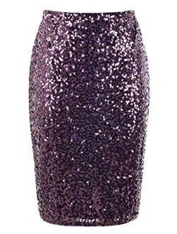 Women's Sequin Skirt High Waist Sparkle Pencil Skirt Party Cocktail