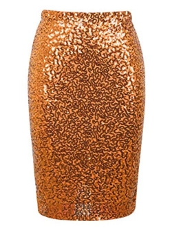 Women's Sequin Skirt High Waist Sparkle Pencil Skirt Party Cocktail