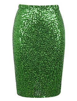 Women's Sequin Skirt High Waist Sparkle Pencil Skirt Party Cocktail