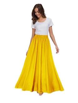 Sinono Women's Chiffon Retro Maxi Skirt Vintage Ankle-Length Skirts