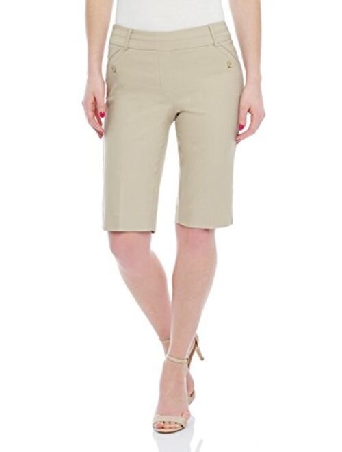 Rekucci Women's Ease Into Comfort Modern Pull-On Bermuda Short with Pockets