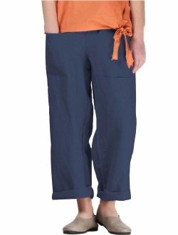 Mordenmiss Women's Casual Cotton Linen Pant w/Unique Pockets