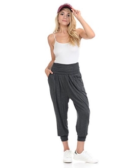 iconic luxe Women's Banded Waist Harem Jogger Pants with Pockets