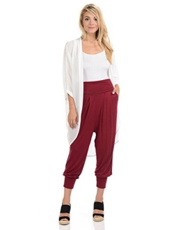 iconic luxe Women's Banded Waist Harem Jogger Pants with Pockets