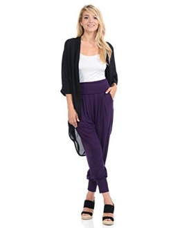 iconic luxe Women's Banded Waist Harem Jogger Pants with Pockets