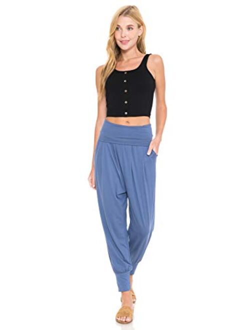 iconic luxe Women's Banded Waist Harem Jogger Pants with Pockets