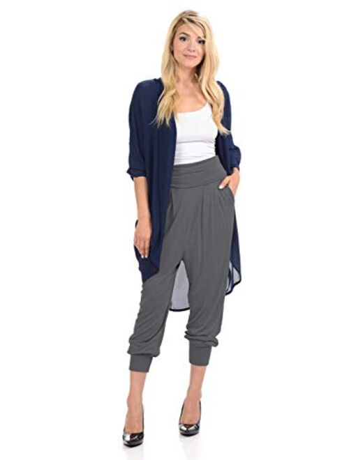 iconic luxe Women's Banded Waist Harem Jogger Pants with Pockets