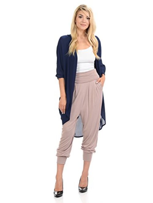 iconic luxe Women's Banded Waist Harem Jogger Pants with Pockets