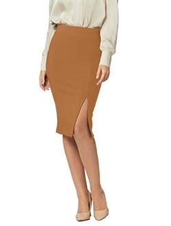 Premium Women's Pencil Skirt - Elastic Waist - Stretch Bodycon Midi Skirt - Many Colors