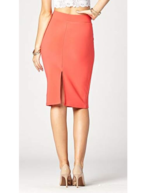 Premium Women's Pencil Skirt - Elastic Waist - Stretch Bodycon Midi Skirt - Many Colors