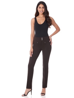 Rekucci Women's Secret Figure Pull-On Knit Straight Pant w/Tummy Control