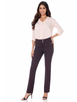 Rekucci Women's Secret Figure Pull-On Knit Straight Pant w/Tummy Control