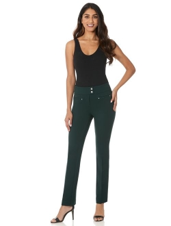 Rekucci Women's Secret Figure Pull-On Knit Straight Pant w/Tummy Control