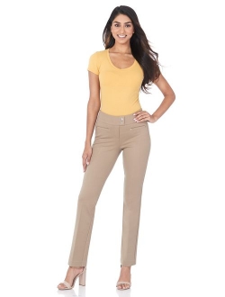 Rekucci Women's Secret Figure Pull-On Knit Straight Pant w/Tummy Control