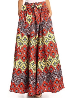 Sakkas Asma Convertible Traditional Wax Print Adjustable Strap Maxi Skirt | Dress