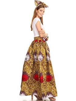 Sakkas Asma Convertible Traditional Wax Print Adjustable Strap Maxi Skirt | Dress