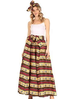 Sakkas Asma Convertible Traditional Wax Print Adjustable Strap Maxi Skirt | Dress