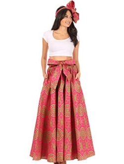 Sakkas Asma Convertible Traditional Wax Print Adjustable Strap Maxi Skirt | Dress