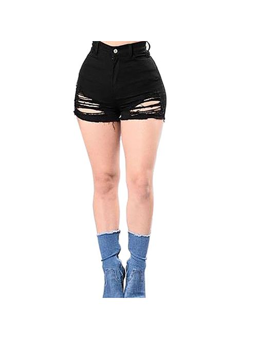 Rela Bota High Waist Butt Lifting Push Up Ripped Distressed Denim Shorts