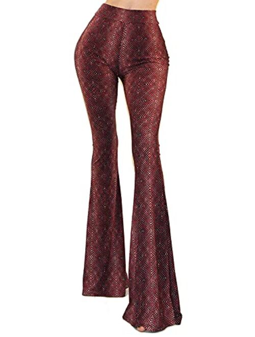 Vivicastle Women's USA Boho Comfy Stretchy Bell Bottom Flare Pants