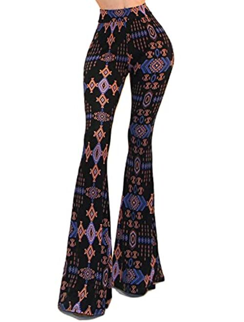 Vivicastle Women's USA Boho Comfy Stretchy Bell Bottom Flare Pants