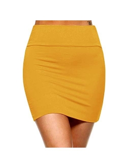 Fashionazzle Women's Casual Rayon Stretchy Bodycon Pencil Mini Skirt