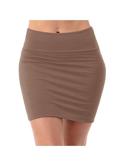 Fashionazzle Women's Casual Rayon Stretchy Bodycon Pencil Mini Skirt