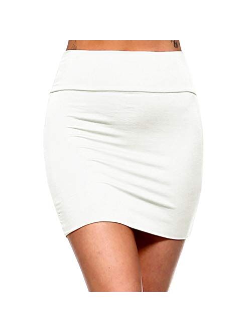 Fashionazzle Women's Casual Rayon Stretchy Bodycon Pencil Mini Skirt