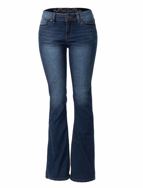 Design by Olivia Women's Sexy Stylish Flare Bell Bottom Slim Bootcut Jean