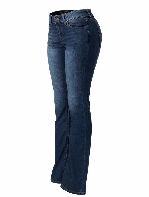 Design by Olivia Women's Sexy Stylish Flare Bell Bottom Slim Bootcut Jean