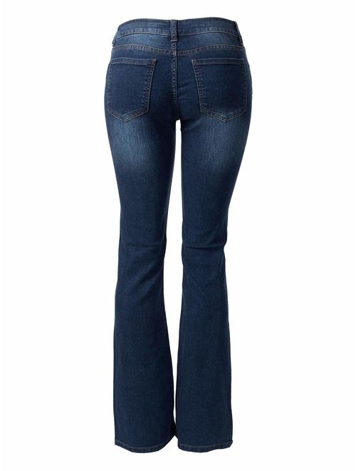 Design by Olivia Women's Sexy Stylish Flare Bell Bottom Slim Bootcut Jean