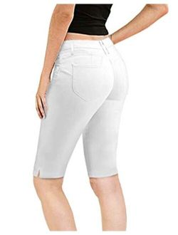 HyBrid & Company Womens 11.5 inch Inseam Butt Lift Stretch Bermuda Shorts