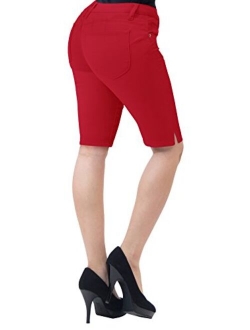 HyBrid & Company Womens 11.5 inch Inseam Butt Lift Stretch Bermuda Shorts