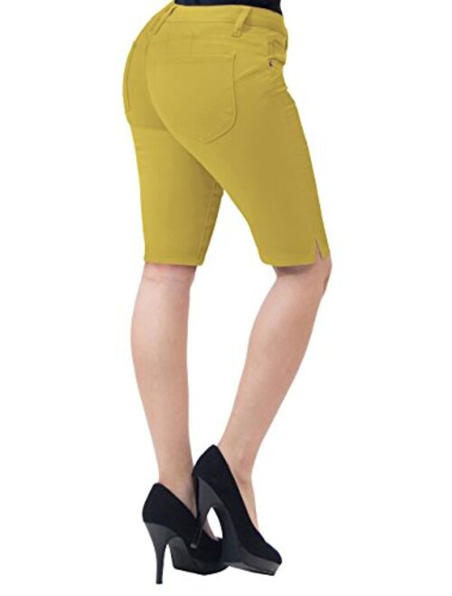 HyBrid & Company Womens 11.5 inch Inseam Butt Lift Stretch Bermuda Shorts