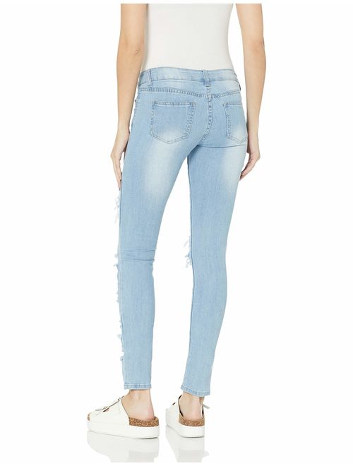 V.I.P.JEANS Women's Juniors Ripped Distressed Repaired Skinny Jeans