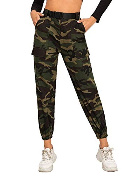 Romwe Women's Workout Jogger Pants High Waist Lightweight Hiking Outdoor Cargo Sweatpants