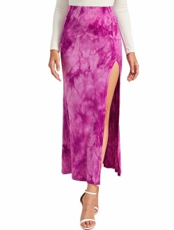 Women's Solid Color High Waist Side Split Maxi Skirt