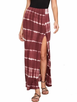 Women's Solid Color High Waist Side Split Maxi Skirt