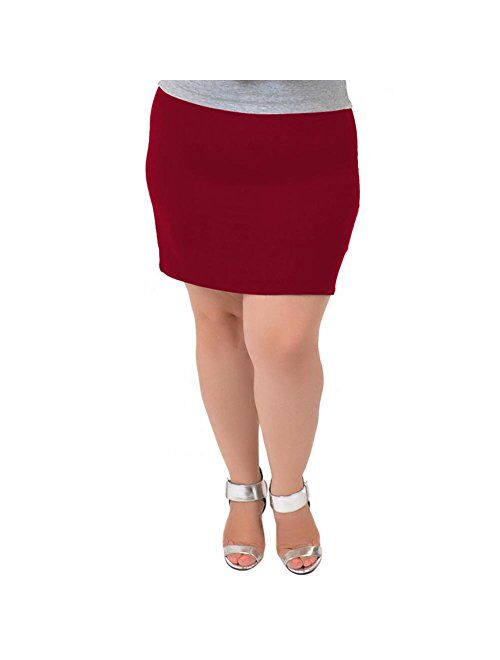 Stretch is Comfort Women's Plus Size Cotton Soft Stretch Fabric Basic Mini Skirt