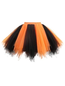 OBBUE Women's Short Vintage Petticoat Skirt Ballet Tutu Multi-Colored