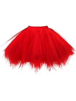 OBBUE Women's Short Vintage Petticoat Skirt Ballet Tutu Multi-Colored