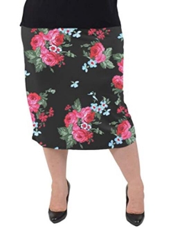 Stretch is Comfort Women's Plus Size Comfortable Soft Stretch MIDI Skirt